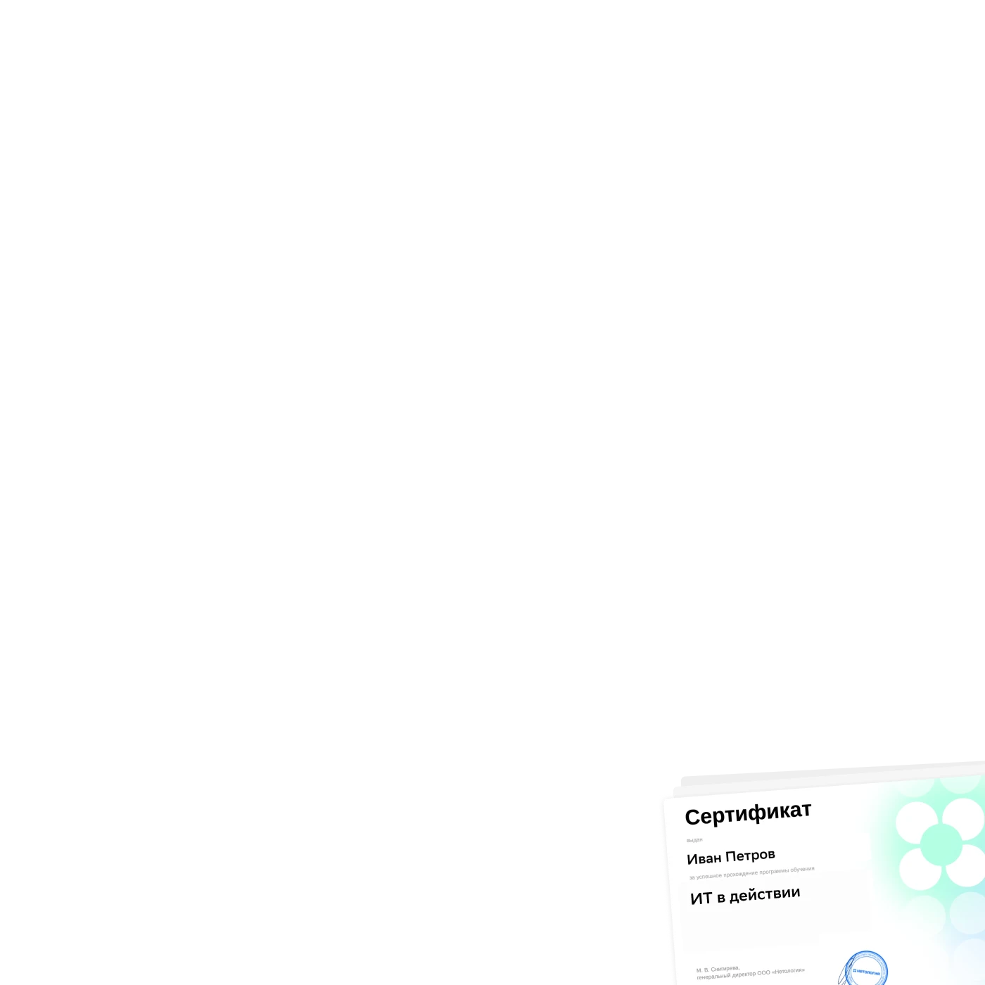 <p>Сертификат о прохождении курса</p>